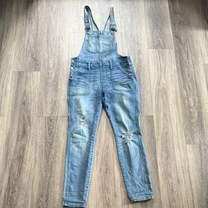Madewell Light Blue Distressed Denim Skinny Overalls Small